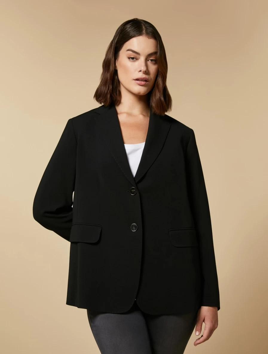 "Marina Rinaldi Women's Black Triacetate Blazer – Elegant Formal Jacket"