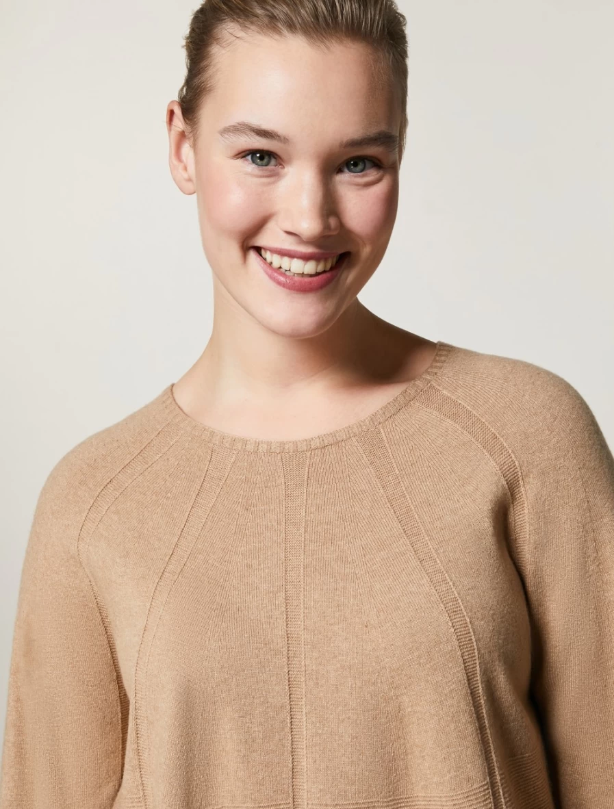 "Marina Rinaldi Women's Camel Cashmere-Blend Sweater | Soft Luxurious Knitwear"
