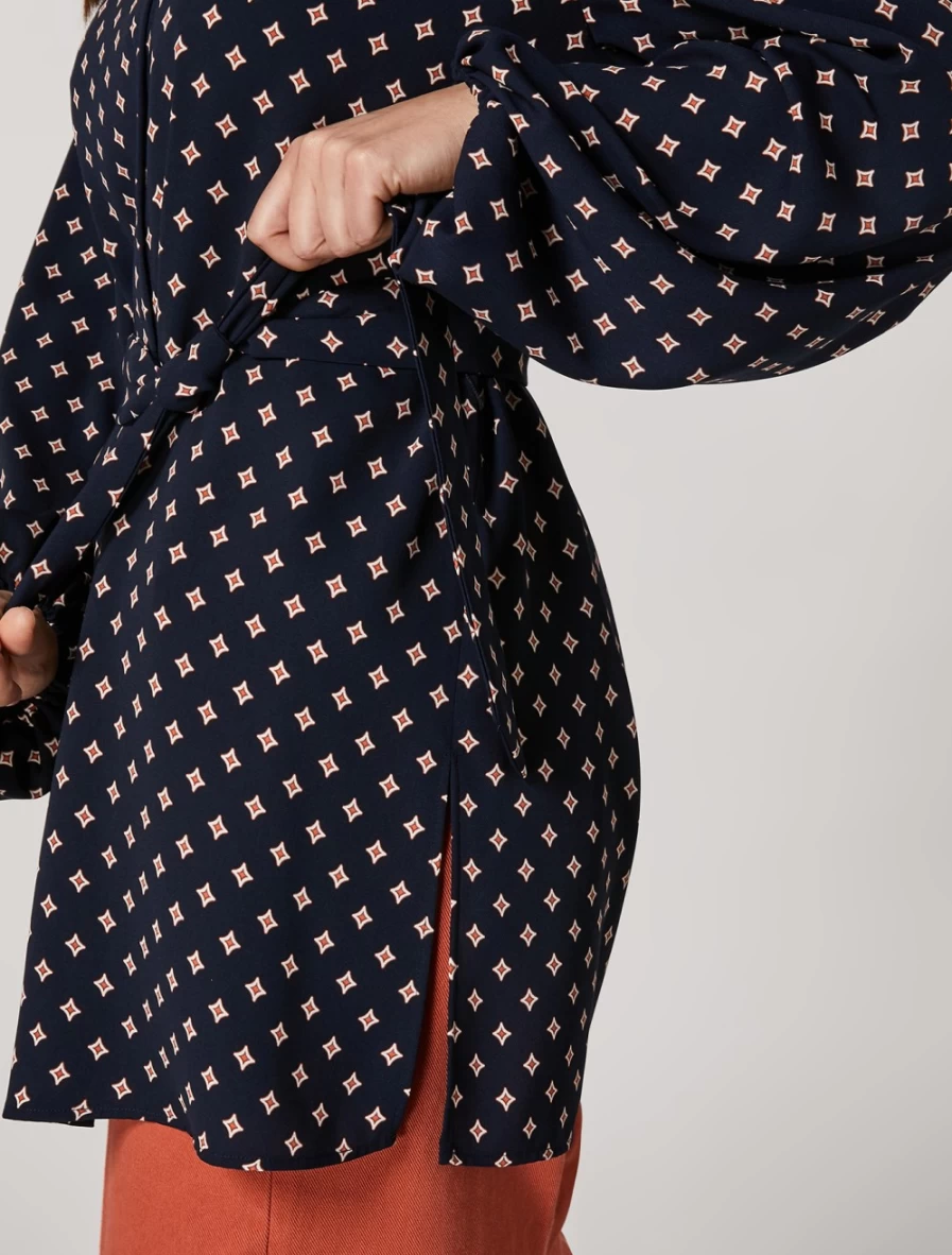 Marina Rinaldi Women's Dark Navy Printed Cady Tunic Top