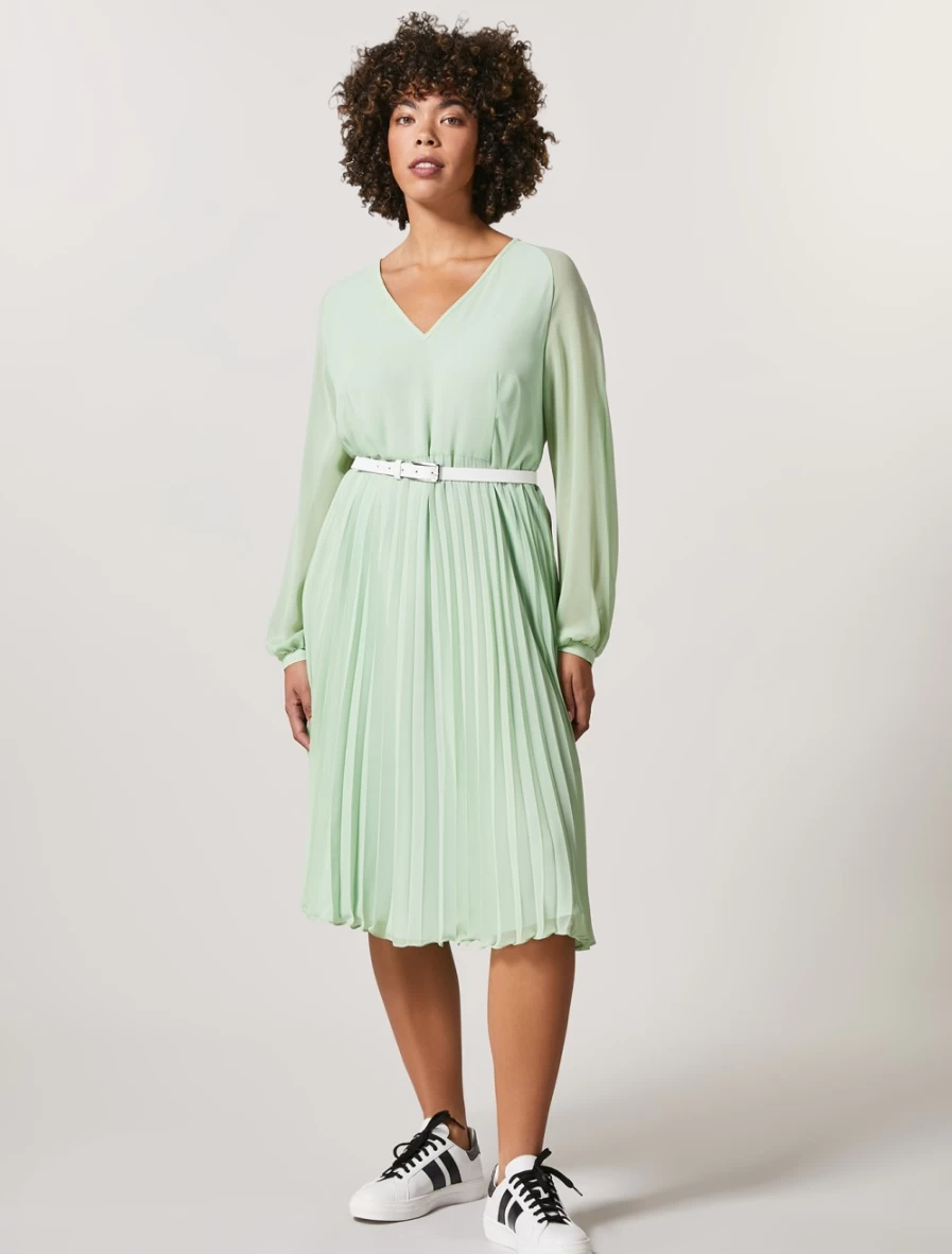 Marina Rinaldi Women's Green Georgette Dress - Elegant Flowy Style