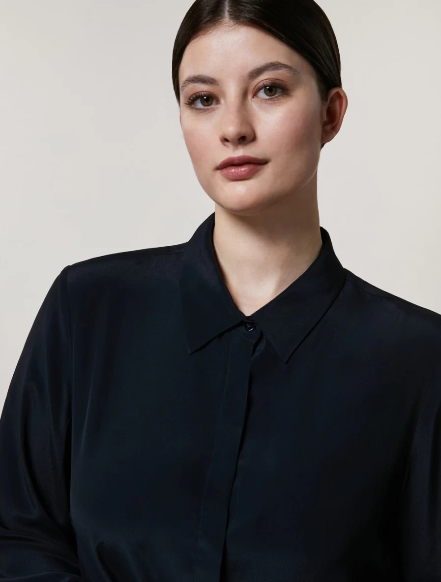 Marina Rinaldi Women's Dark Navy Silk-Blend Shirt