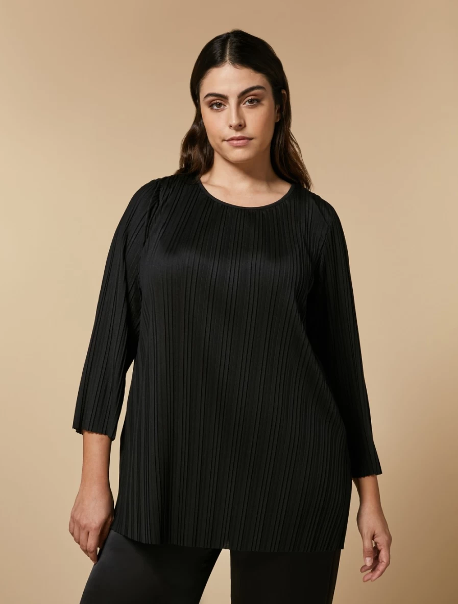 Marina Rinaldi Women's Black Pleated Jersey T-Shirt