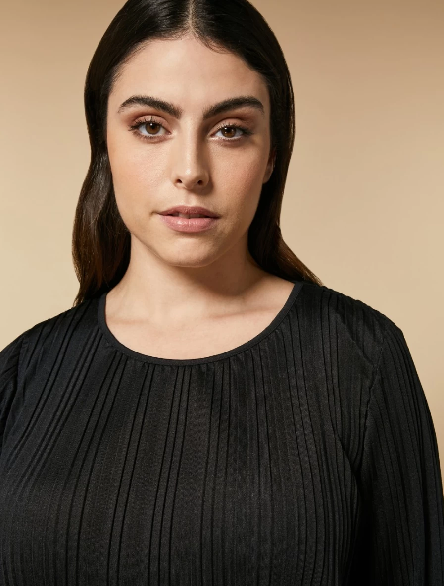 Marina Rinaldi Women's Black Pleated Jersey T-Shirt