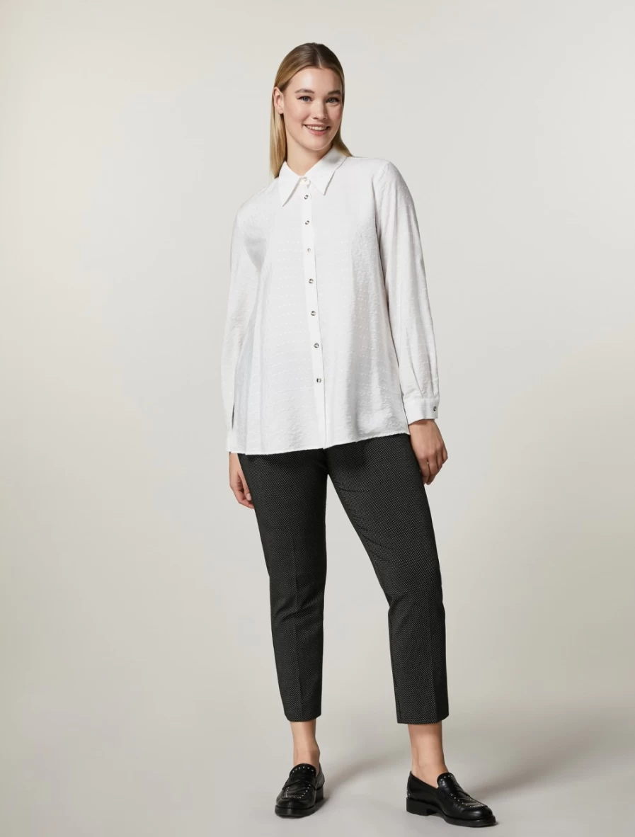 Marina Rinaldi Women's Black Jacquard Trousers - Elegant Textured Design