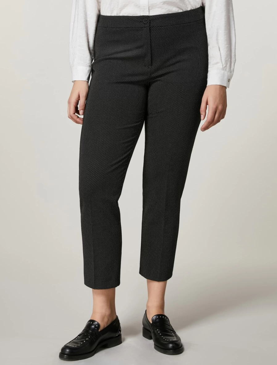 Marina Rinaldi Women's Black Jacquard Trousers - Elegant Textured Design