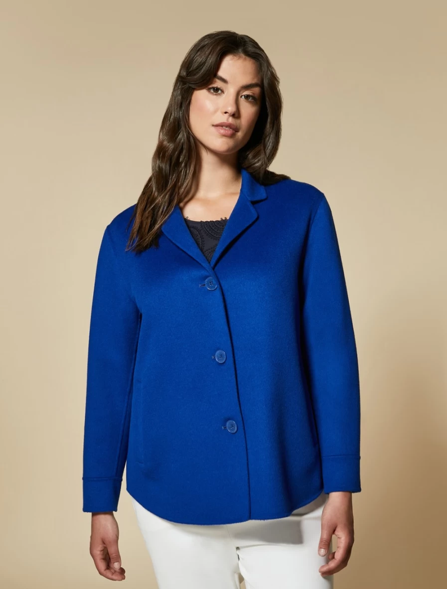 Marina Rinaldi Women's China Blue Wool Cashmere Double-Face Jacket