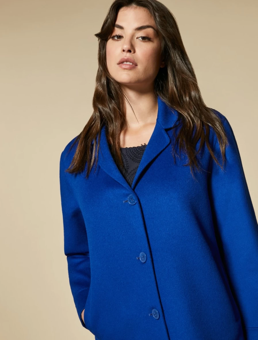Marina Rinaldi Women's China Blue Wool Cashmere Double-Face Jacket