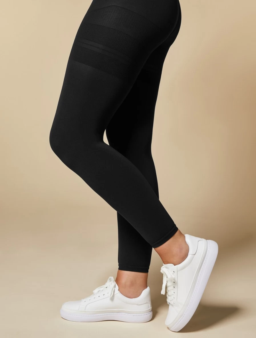 Marina Rinaldi Women's Black 100 Denier Microfiber Leggings - High Waist Stretchy Opaque Tights