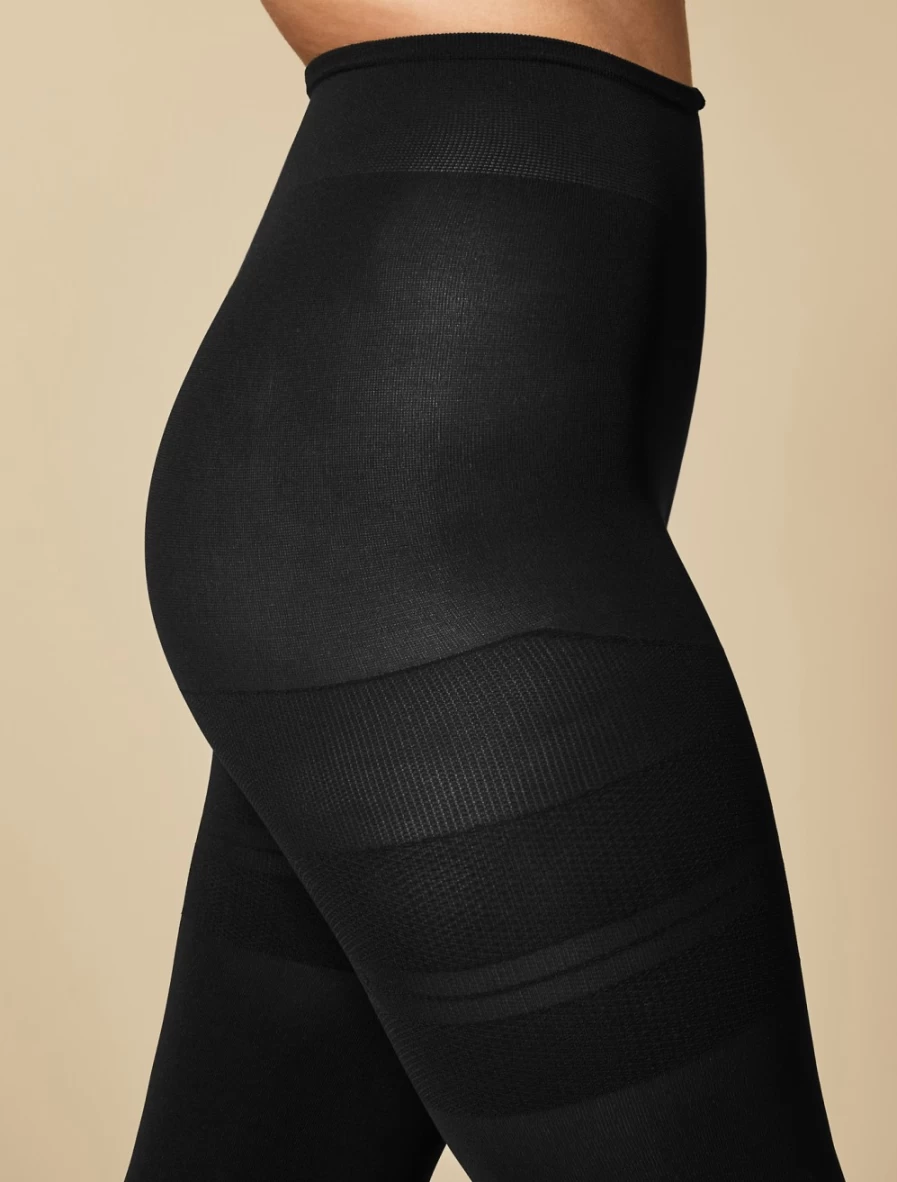 Marina Rinaldi Women's Black 100 Denier Microfiber Leggings - High Waist Stretchy Opaque Tights