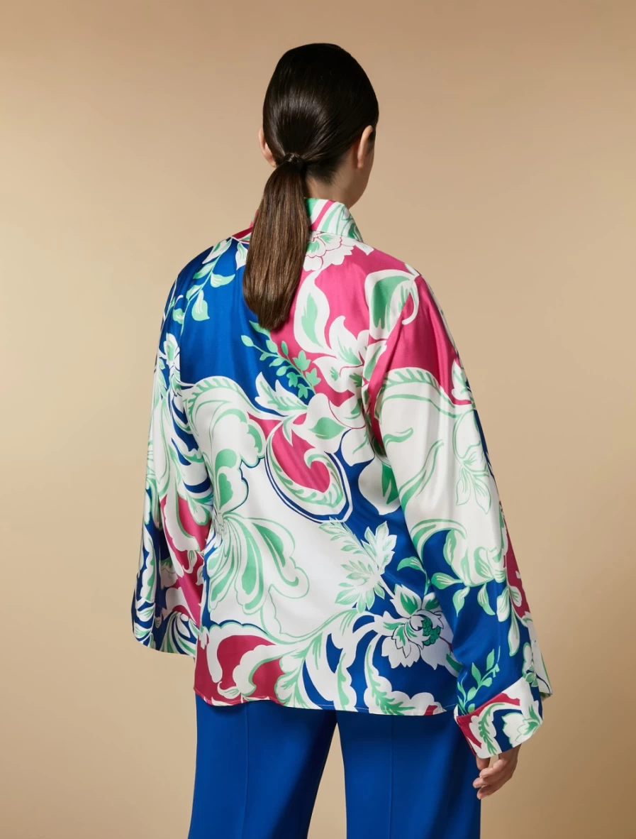 Marina Rinaldi Women's China Blue Silk Twill Tunic Top