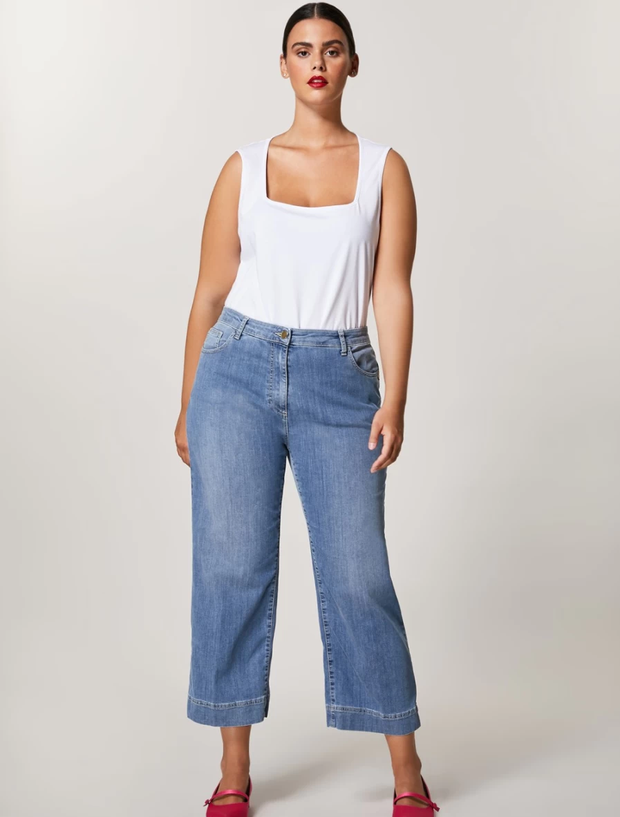 "Marina Rinaldi Women's Ski Blue Lightweight Cropped Denim Jeans"