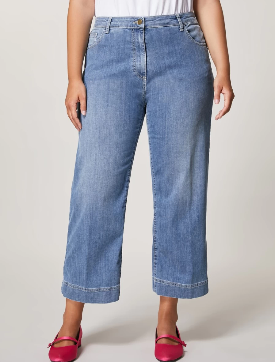 "Marina Rinaldi Women's Ski Blue Lightweight Cropped Denim Jeans"