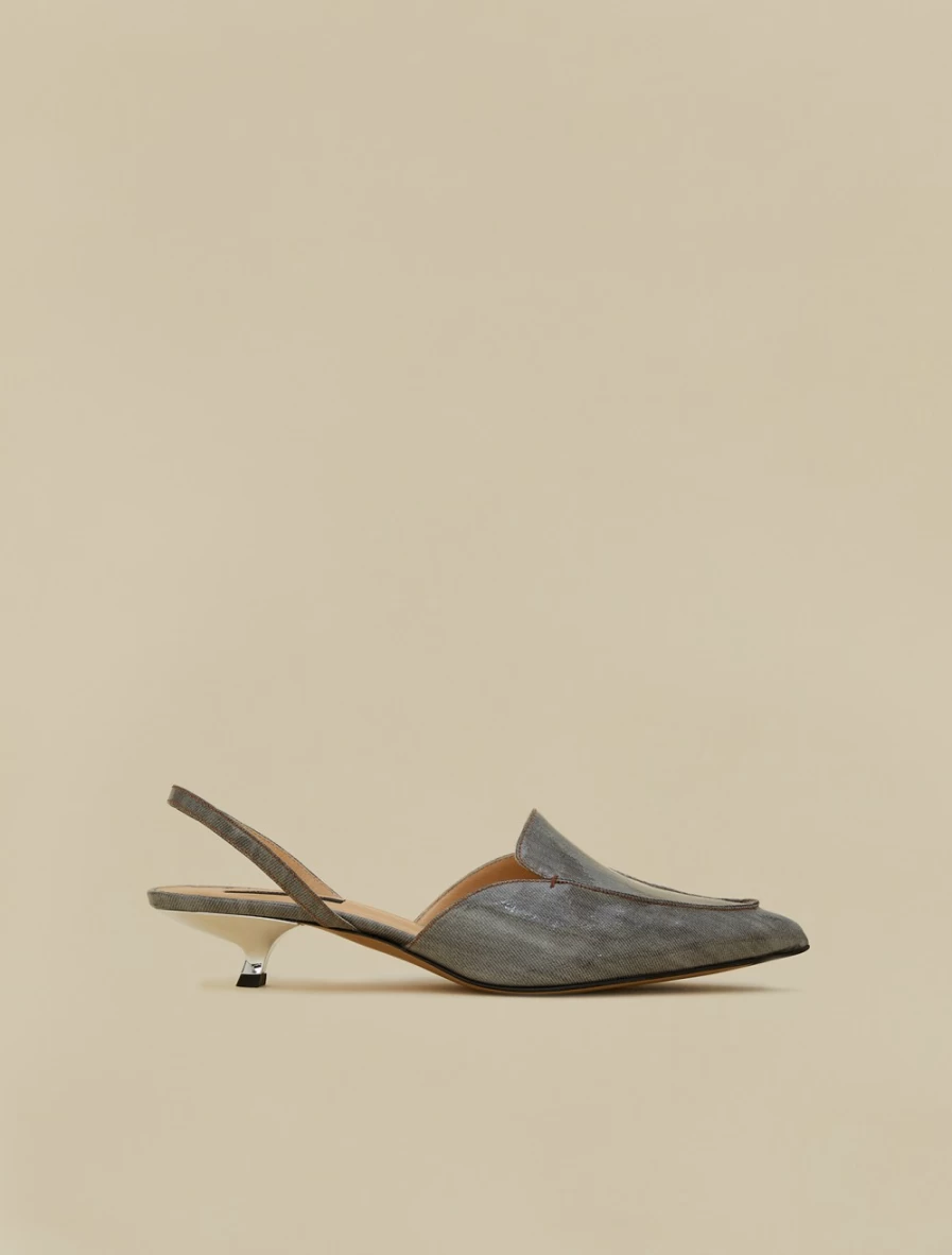 Marina Rinaldi Women's Medium Grey Glazed Denim Slingback Court Shoes