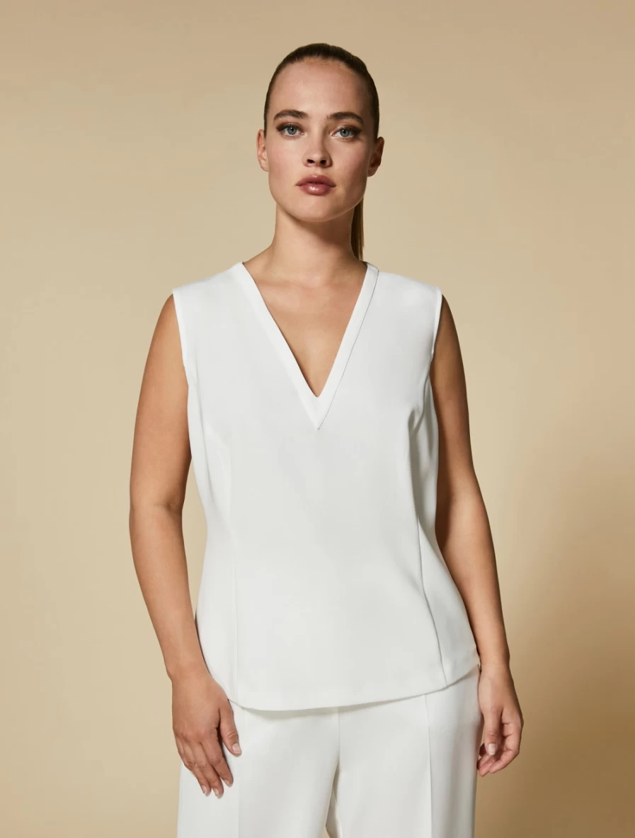 "Marina Rinaldi Women's White Triacetate Comfortable Top"