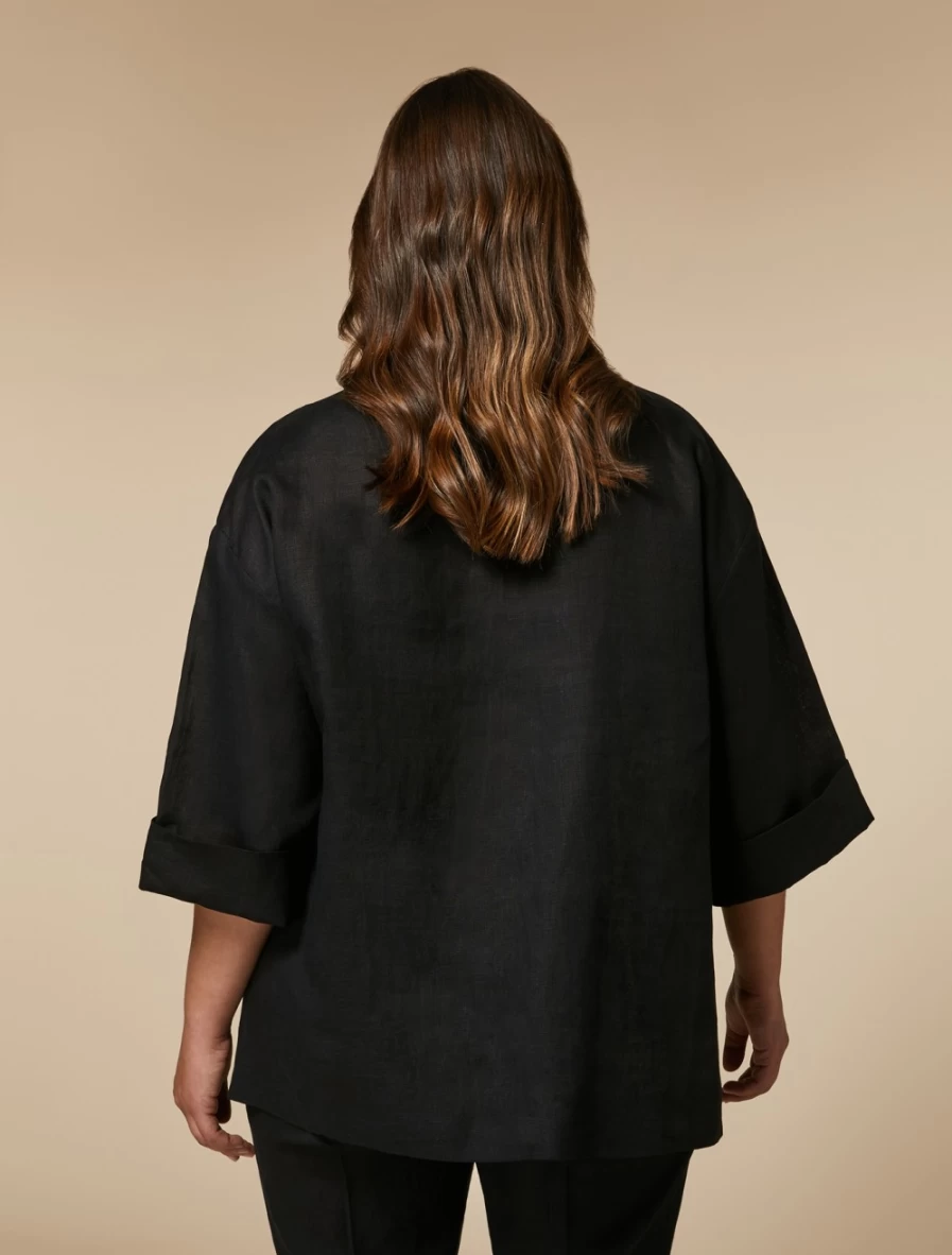 Marina Rinaldi Women's Black Linen Blouse
