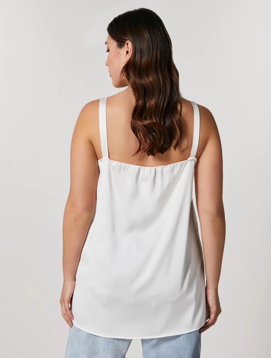 Marina Rinaldi Women's White Stretch Satin Top - Elegant Blouse for Women