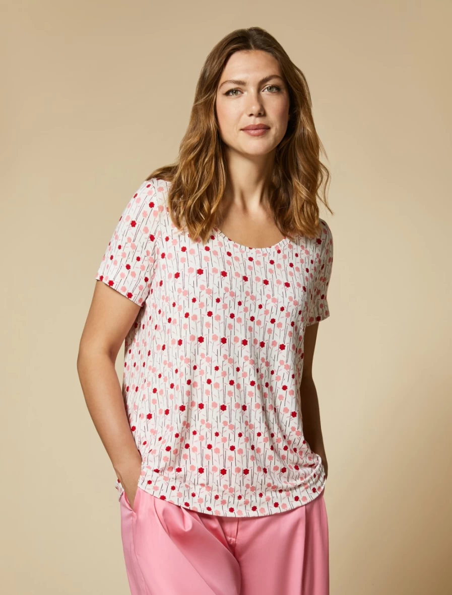 Marina Rinaldi Women's White Printed Jersey T-Shirt