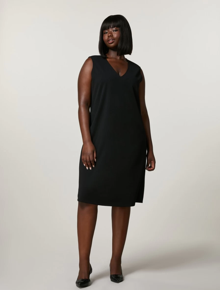 Marina Rinaldi Women's Black Scuba Jersey Crepe Dress