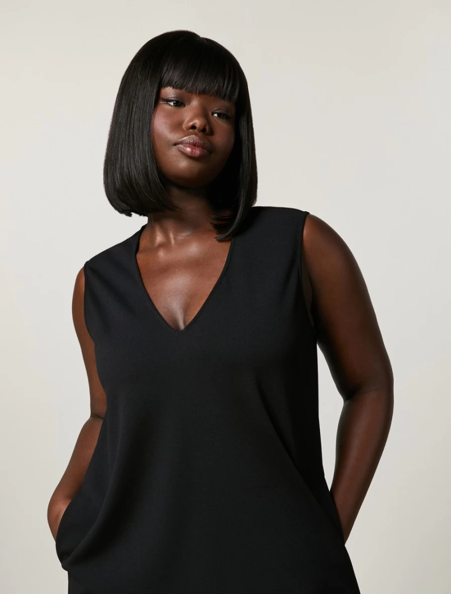 Marina Rinaldi Women's Black Scuba Jersey Crepe Dress