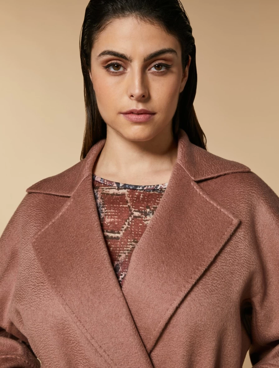 "Marina Rinaldi Women's Pink Double-Faced Pure Cashmere Heavy Jacket | Luxury Warm Coat"