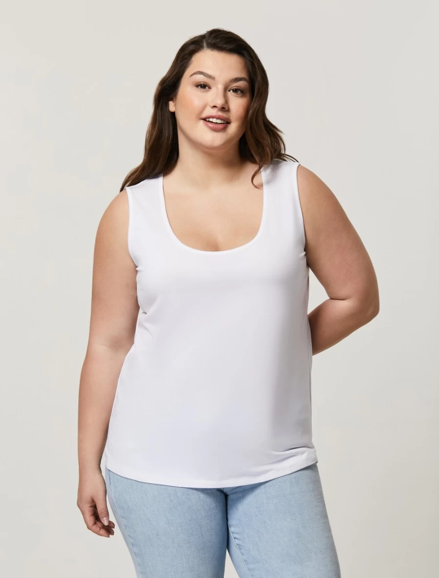 Marina Rinaldi Women's White Stretch Cotton Jersey Top - Comfortable & Stylish Fit