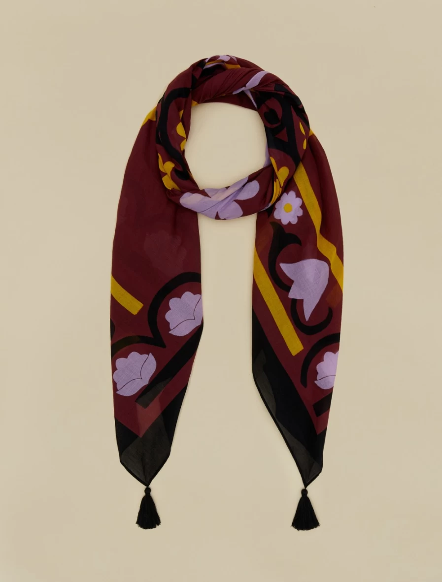 Marina Rinaldi Women's Rust Printed Muslin Neckerchief Scarf