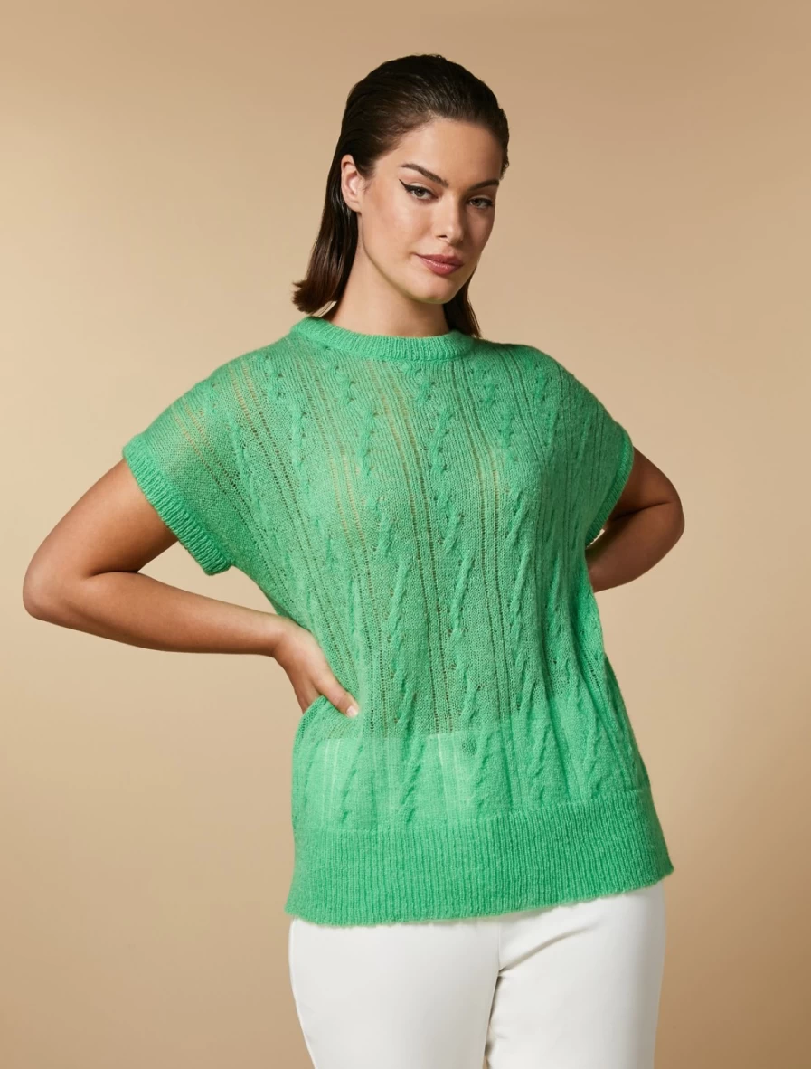 Marina Rinaldi Women's Green Alpaca-Blend Sweater