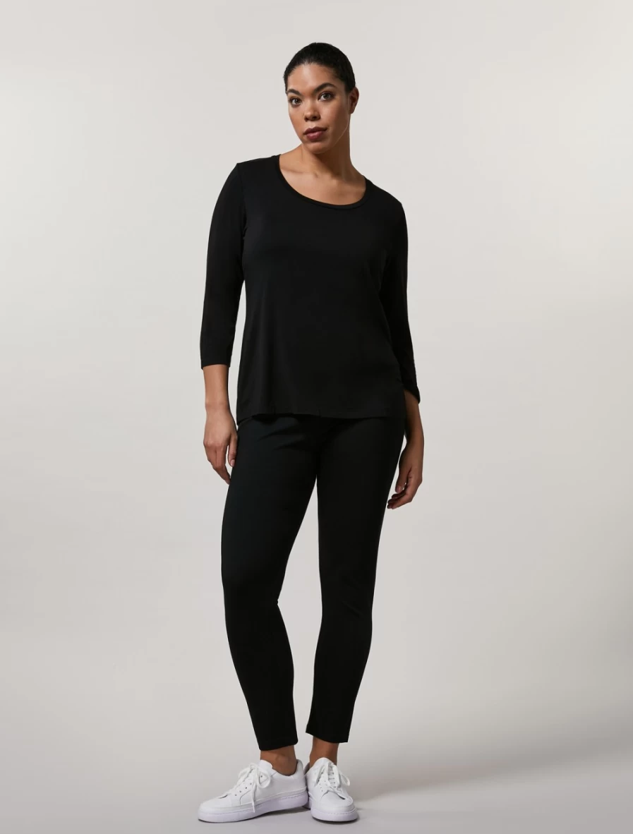 Marina Rinaldi Women's Black Jersey Leggings - Stretchy Comfort Fit High-Waisted Tights for Everyday Wear