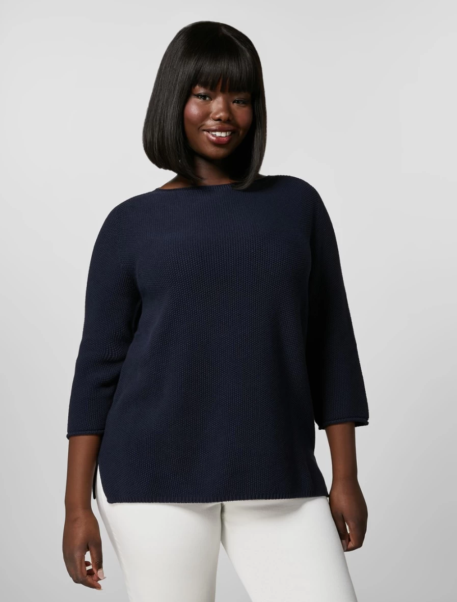 "Marina Rinaldi Women's Dark Navy Pure Cotton Sweater"