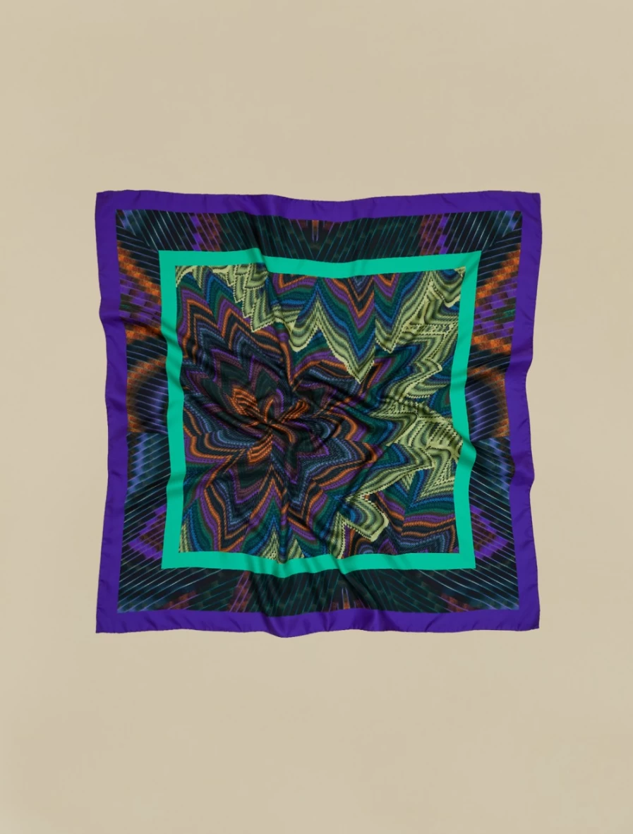 Marina Rinaldi Women's Green Printed Silk Foulard Scarf