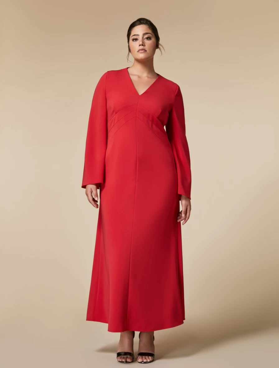 Marina Rinaldi Women's Red Long Triacetate Dress