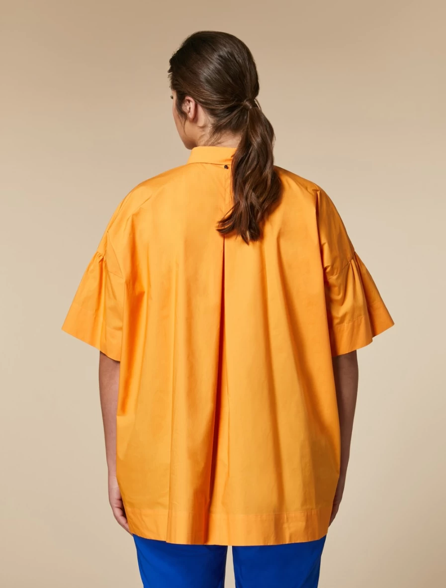 "Marina Rinaldi Women's Orange Cotton Poplin Blouse | Elegant Casual Top"