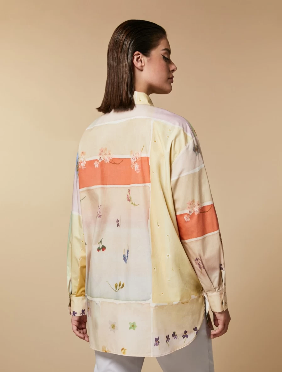 "Marina Rinaldi Women's Mustard Printed Poplin Tunic Top"