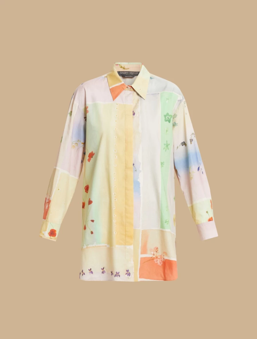 "Marina Rinaldi Women's Mustard Printed Poplin Tunic Top"