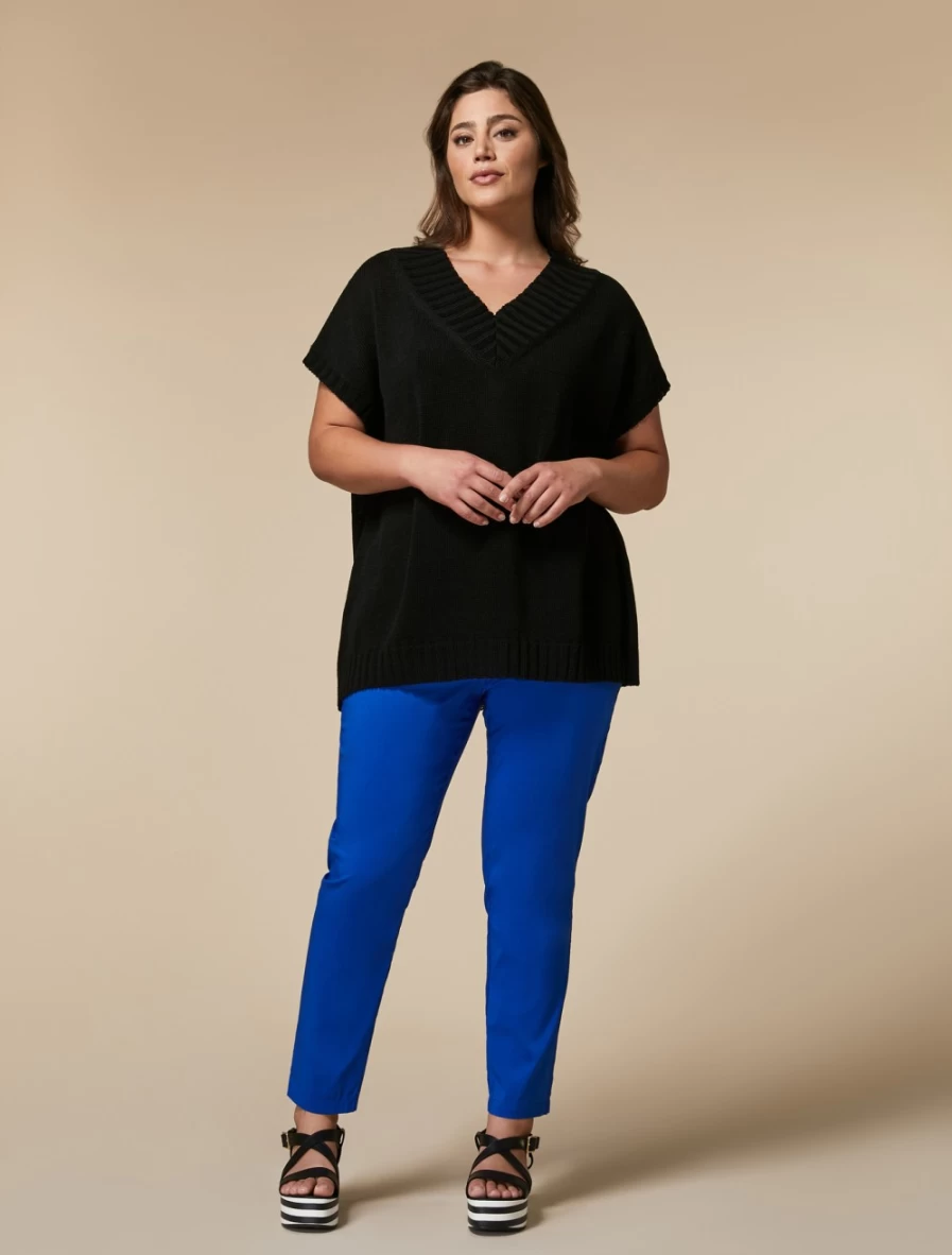 "Marina Rinaldi Women's China Blue Cotton Poplin Trousers"