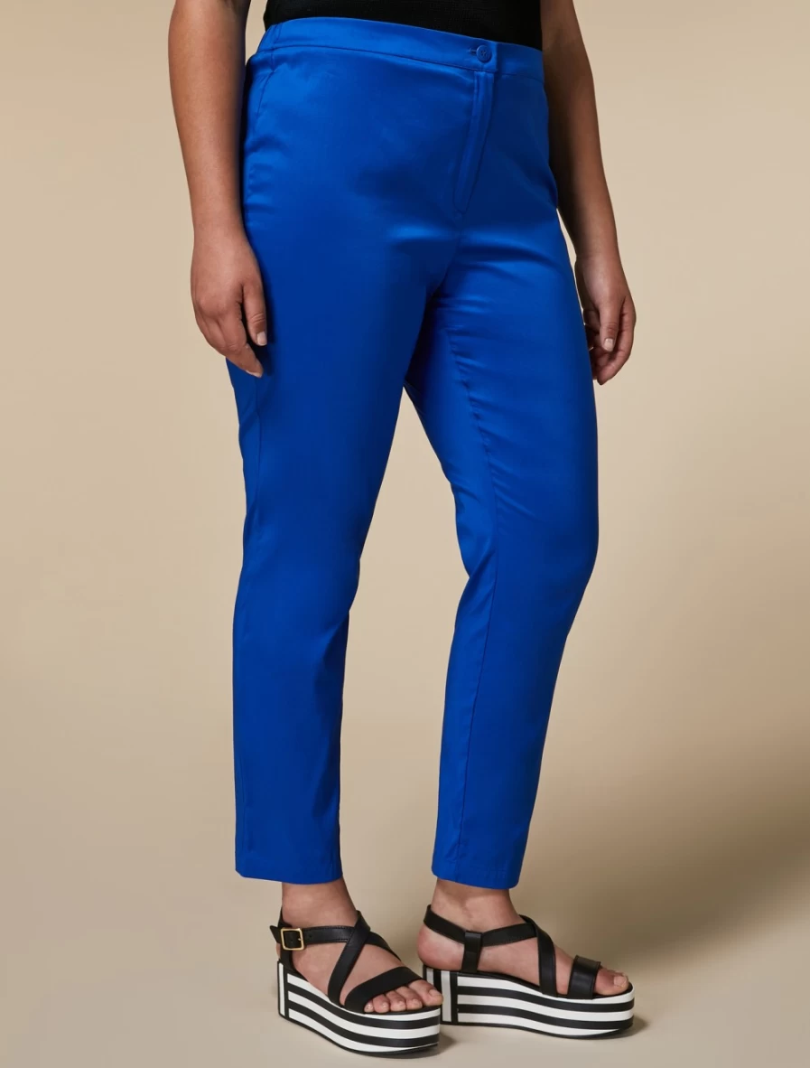 "Marina Rinaldi Women's China Blue Cotton Poplin Trousers"