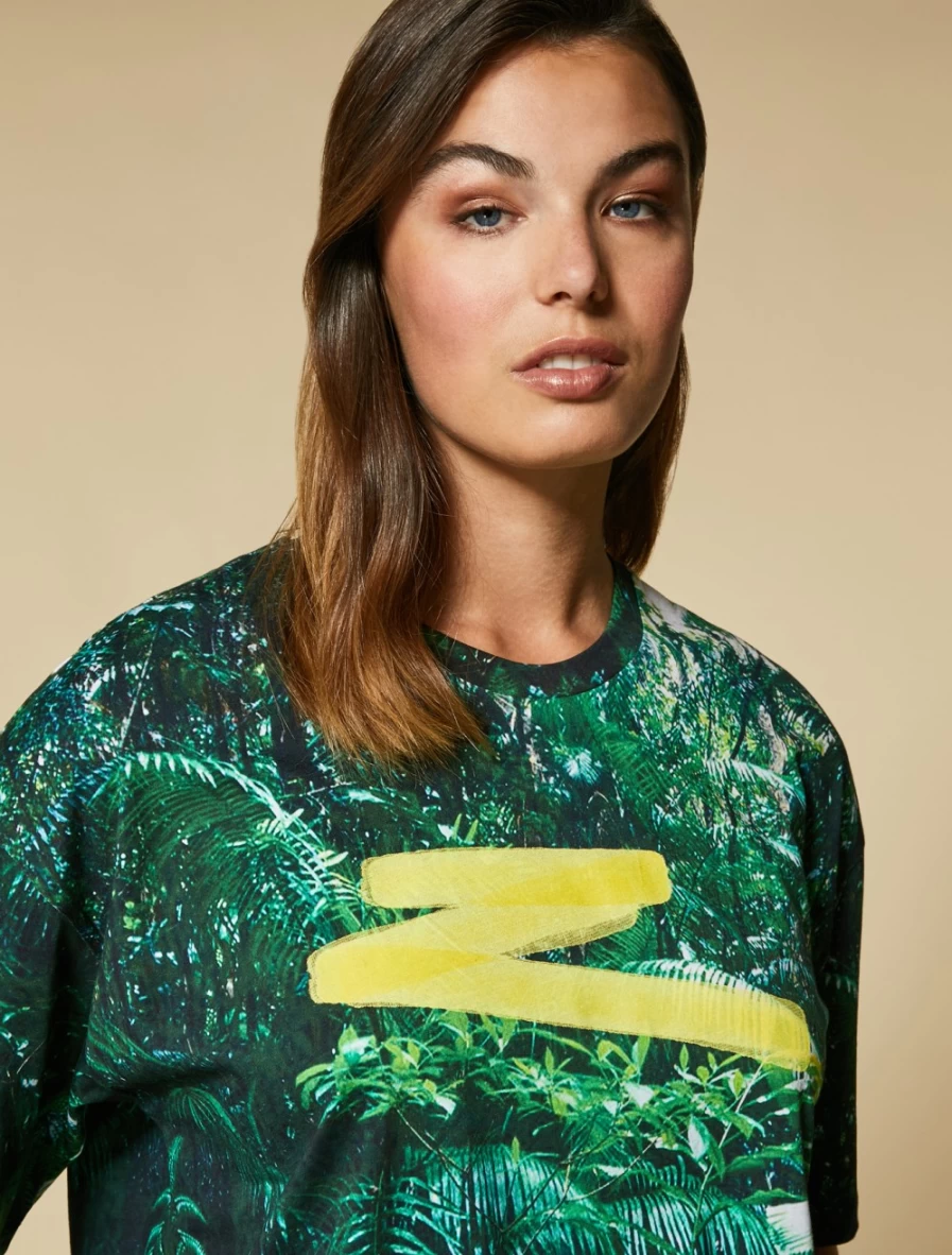 Marina Rinaldi Women's Green Printed Jersey T-Shirt