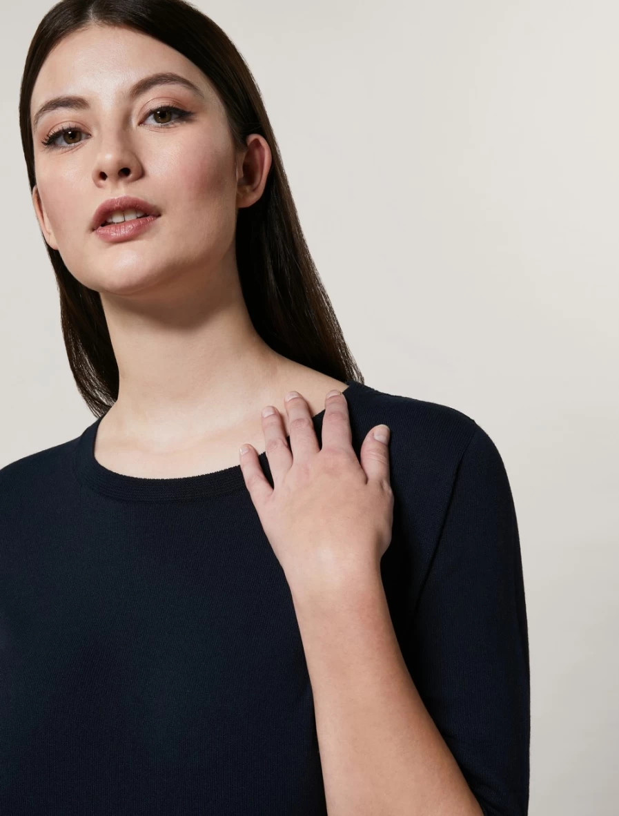 Marina Rinaldi Women's Dark Navy Stretch Viscose Crepe Sweater
