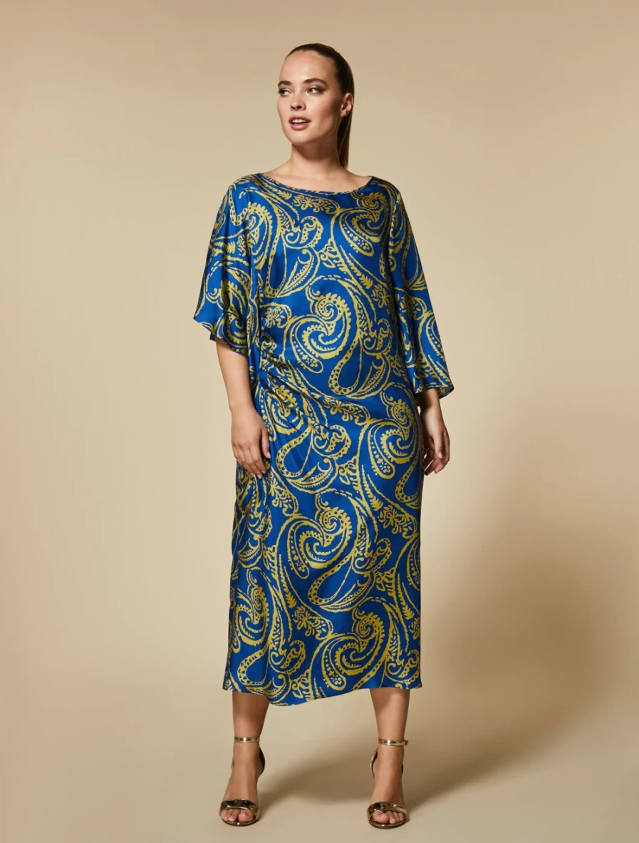 Marina Rinaldi Women's China Blue Printed Silk Twill Dress