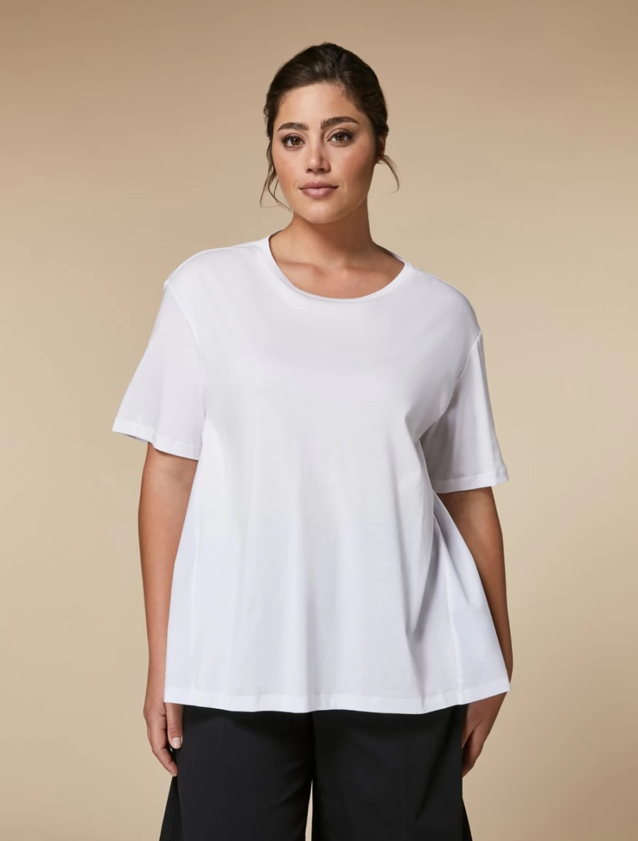 Marina Rinaldi Women's White Poplin & Jersey Blend T-Shirt