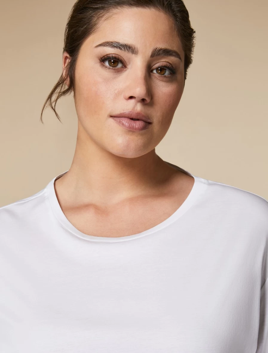 Marina Rinaldi Women's White Poplin & Jersey Blend T-Shirt