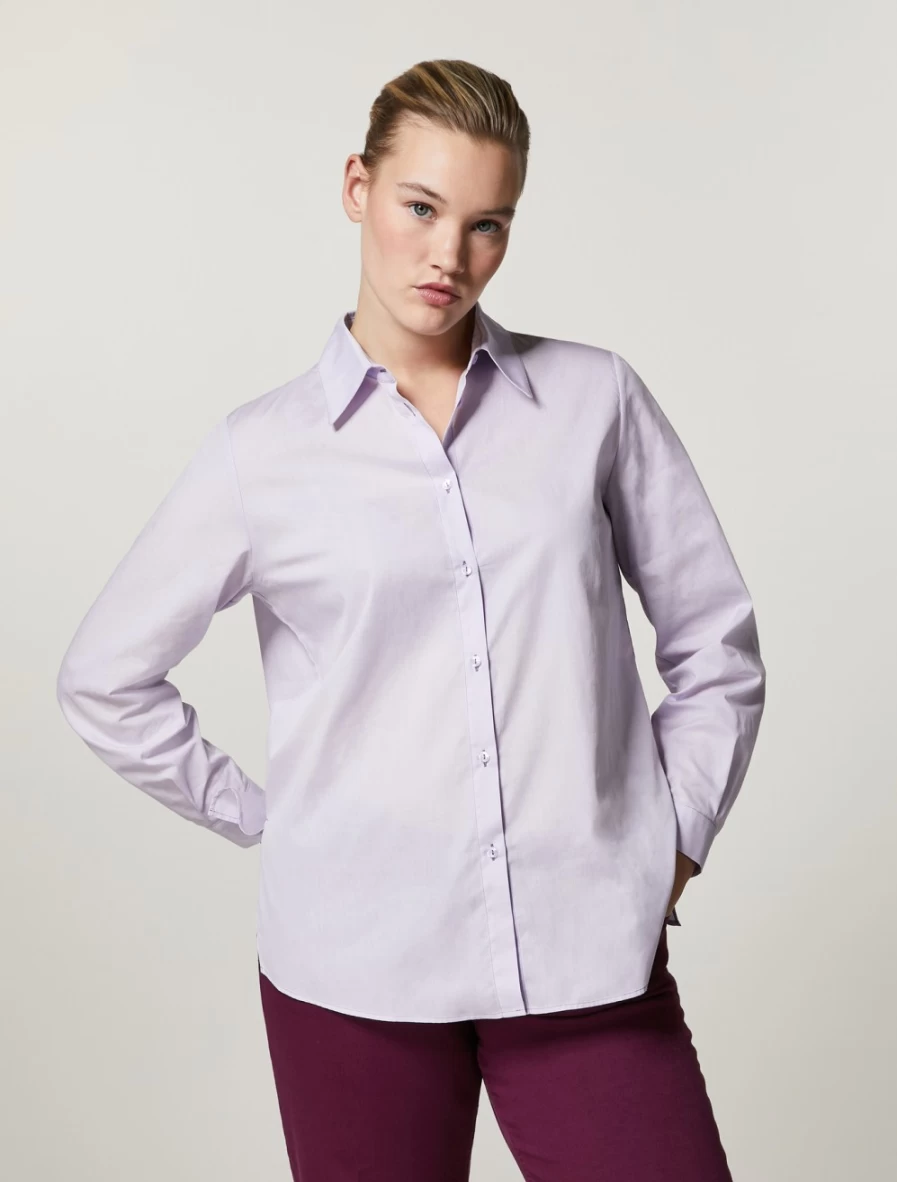 Marina Rinaldi Women's Lilac Cotton Poplin Shirt - Classic Fit & Breathable Fabric