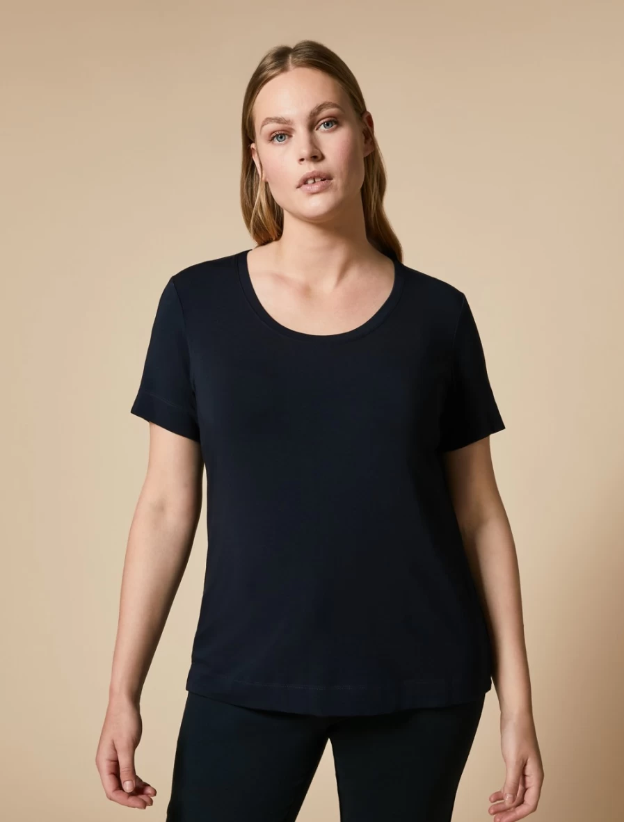 "Marina Rinaldi Women's Dark Navy Jersey T-Shirt – Premium Comfort & Style"