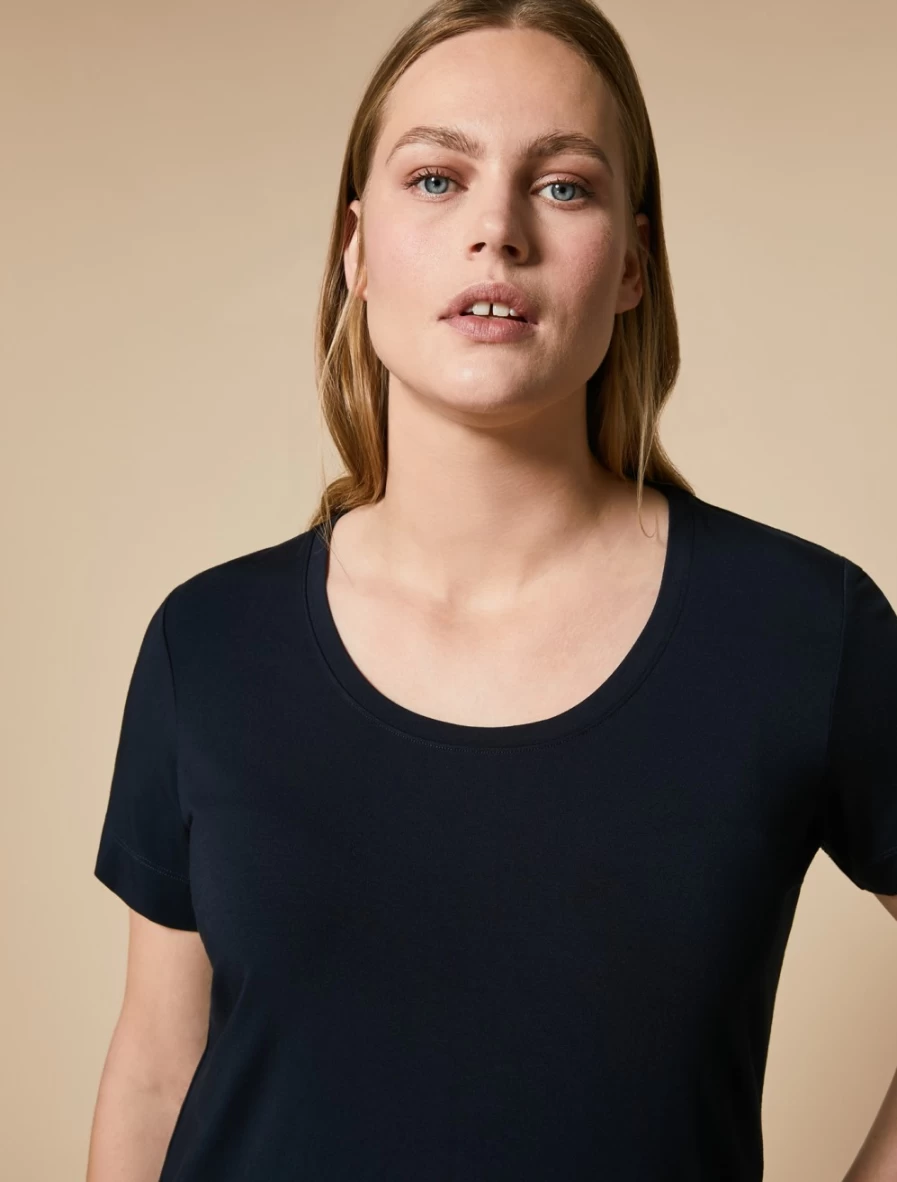"Marina Rinaldi Women's Dark Navy Jersey T-Shirt – Premium Comfort & Style"