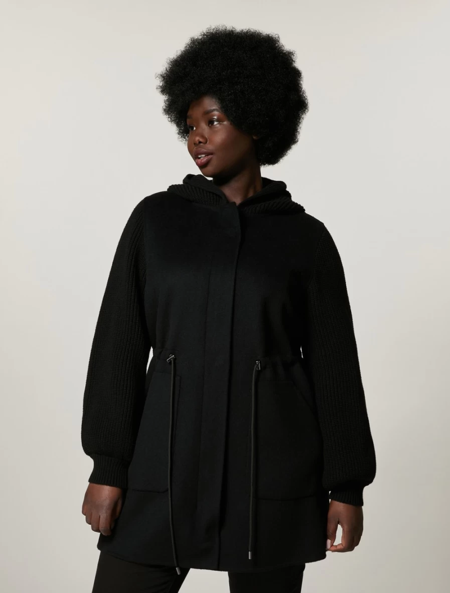 Marina Rinaldi Women's Black Double-Faced Wool-Blend Coat