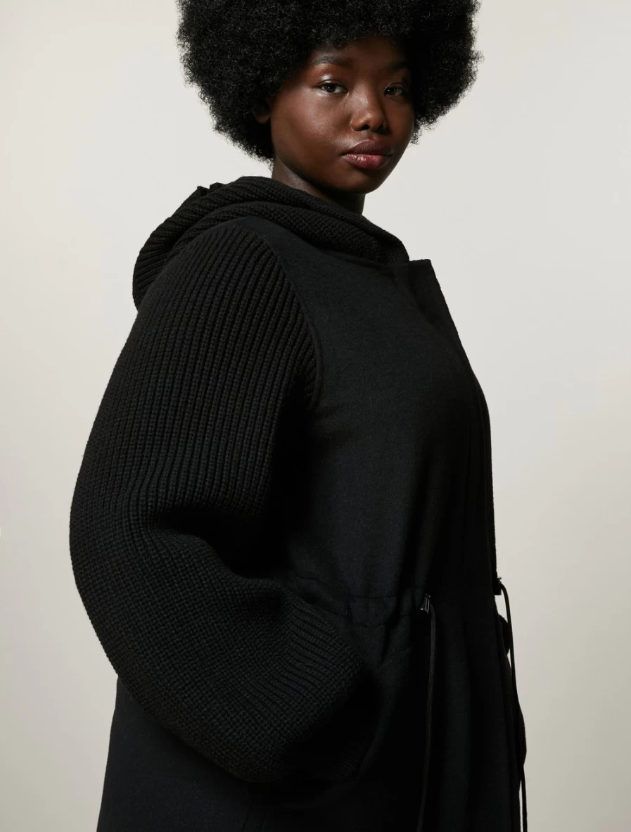 Marina Rinaldi Women's Black Double-Faced Wool-Blend Coat