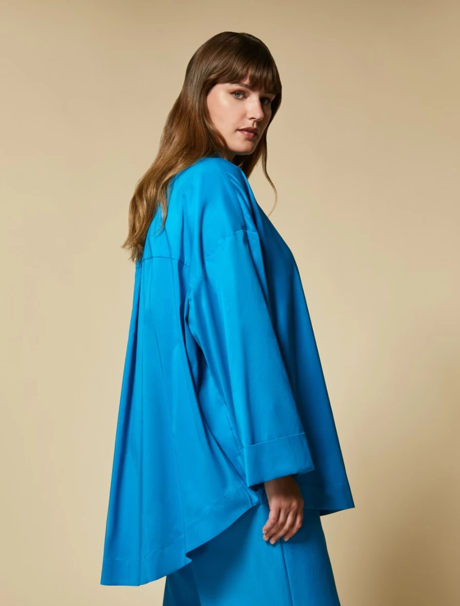 "Marina Rinaldi Women's Turquoise Cotton Poplin Shirt"