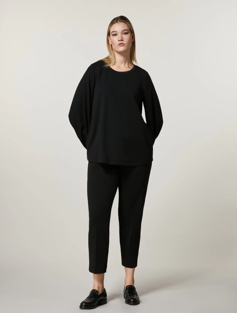 Marina Rinaldi Women's Black Scuba Jersey Crepe Trousers