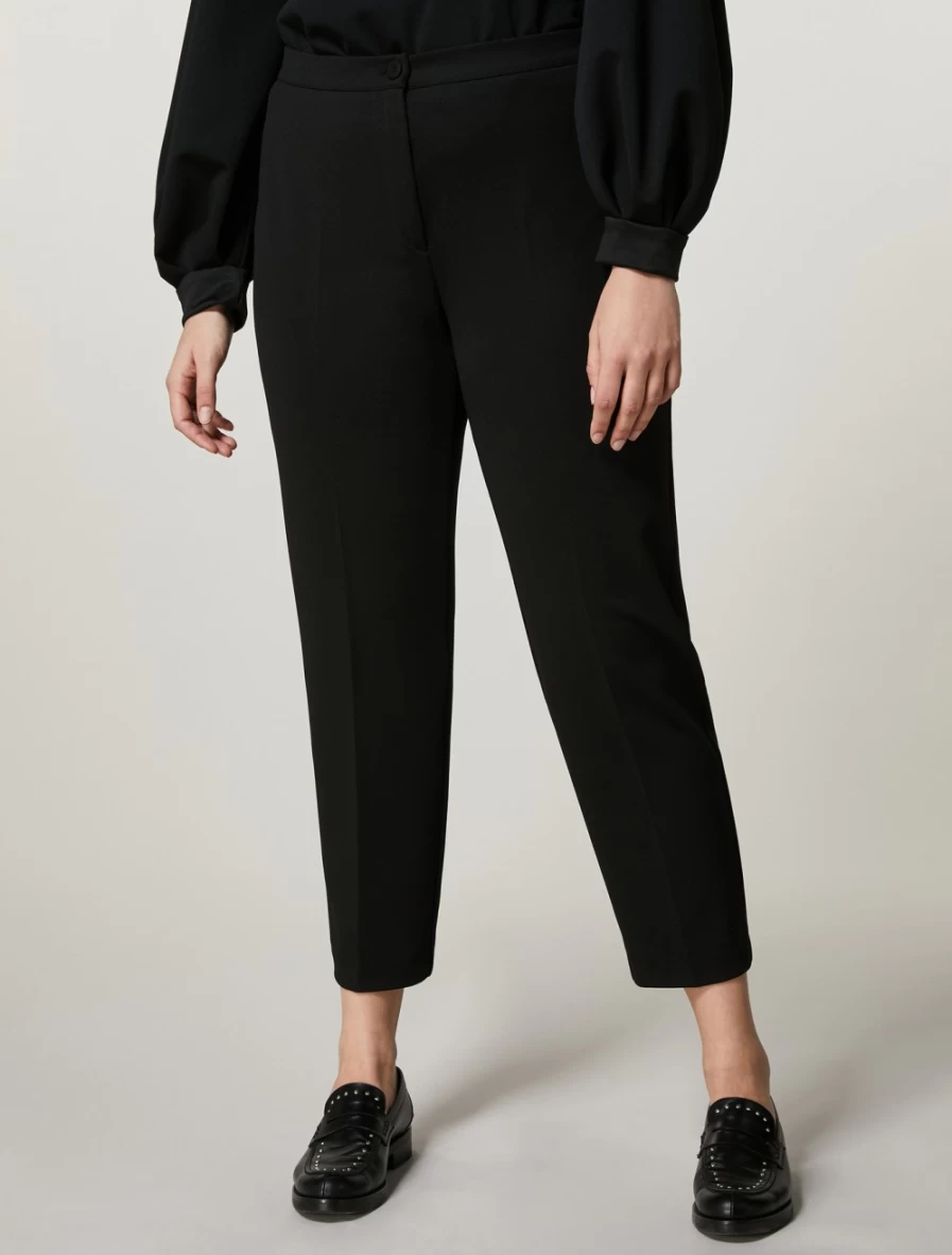 Marina Rinaldi Women's Black Scuba Jersey Crepe Trousers