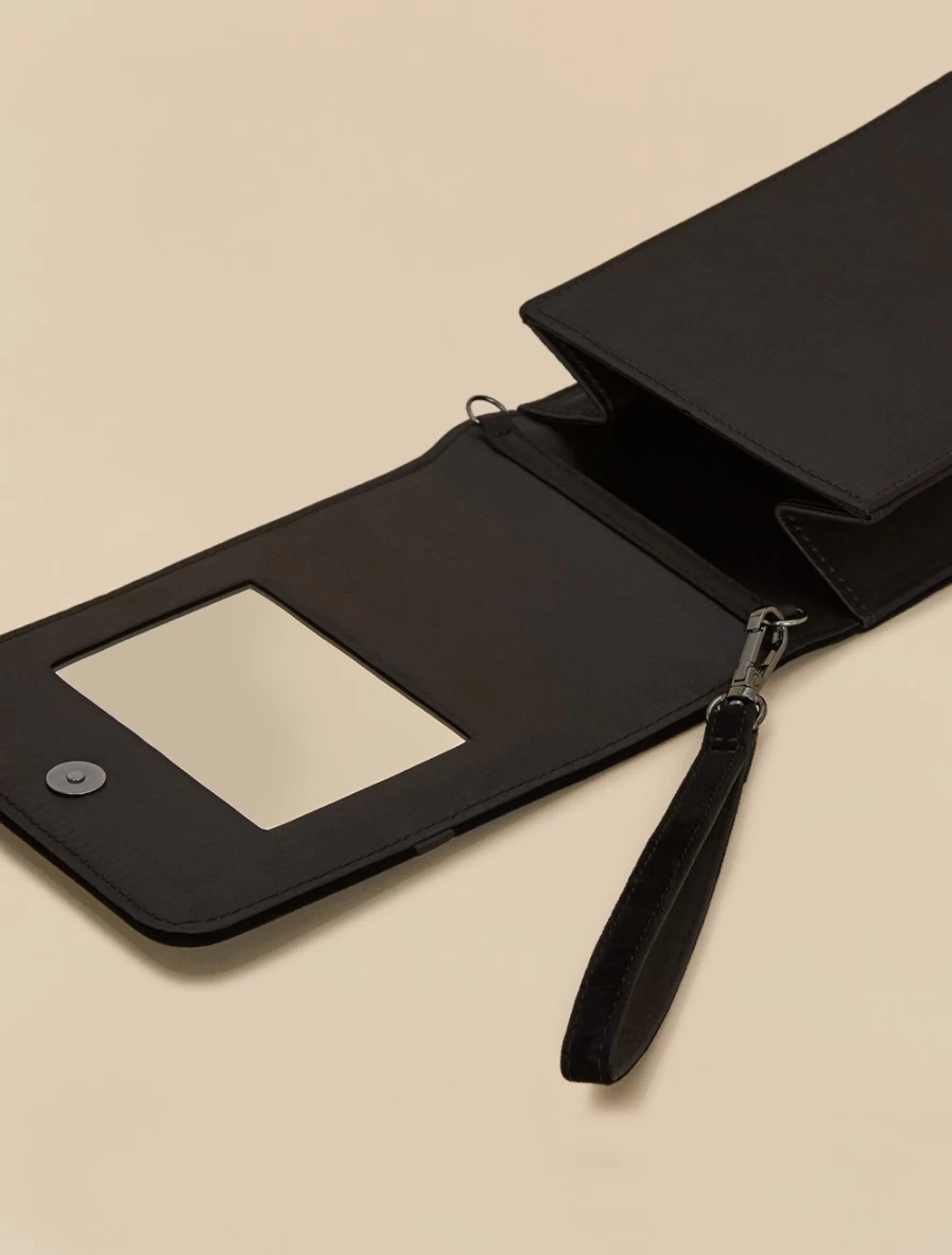 Marina Rinaldi Black Velvet Phone Holder for Women - Elegant Mobile Stand